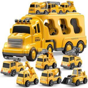 Construction Truck Toys Cars for Toddlers 3-5 -7-in-1 Friction Power Vehicle Toy